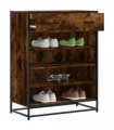 vidaXL Shoe Cabinet Smoked Oak 75x38x97.5 cm Engineered Wood and Metal — V0672120590