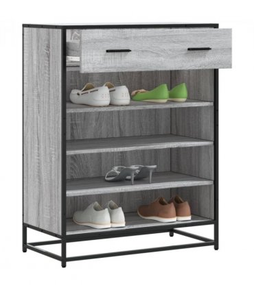 vidaXL Shoe Cabinet Grey Sonoma 75x38x97.5 cm Engineered Wood and Metal — V0672120591
