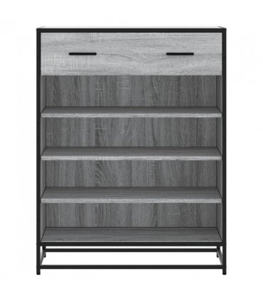 vidaXL Shoe Cabinet Grey Sonoma 75x38x97.5 cm Engineered Wood and Metal — V0672120591