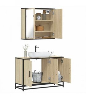 vidaXL 2 Piece Bathroom Furniture Set Sonoma Oak Engineered Wood — V0672120599