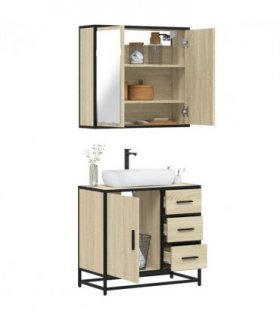 vidaXL 2 Piece Bathroom Furniture Set Sonoma Oak Engineered Wood — V0672120600