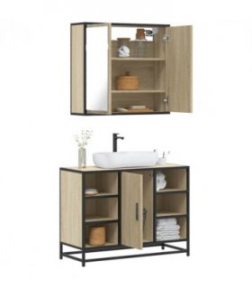 vidaXL 2 Piece Bathroom Furniture Set Sonoma Oak Engineered Wood — V0672120605