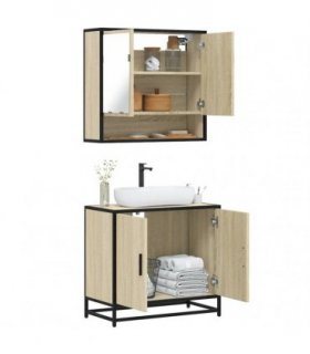vidaXL 2 Piece Bathroom Furniture Set Sonoma Oak Engineered Wood — V0672120608