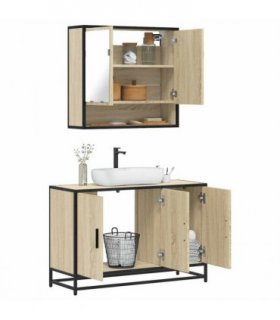 vidaXL 2 Piece Bathroom Furniture Set Sonoma Oak Engineered Wood — V0672120609