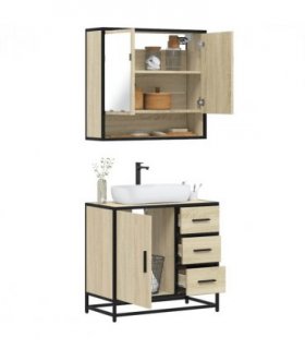 vidaXL 2 Piece Bathroom Furniture Set Sonoma Oak Engineered Wood — V0672120612