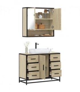 vidaXL 2 Piece Bathroom Furniture Set Sonoma Oak Engineered Wood — V0672120613