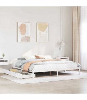 vidaXL Bed Frame without Mattress White 200x200 cm Solid Wood Pine — Size: 200 x 200 cm — V0672120722