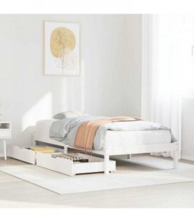 vidaXL Bed Frame without Mattress White 90x200 cm Solid Wood Pine — Size: 90 x 200 cm — V0672120738