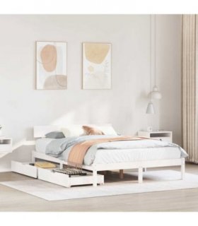 vidaXL Bed Frame without Mattress White 120x200 cm Solid Wood Pine — Size: 120 x 200 cm — V0672120758