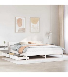 vidaXL Bed Frame without Mattress White 160x200 cm Solid Wood Pine — Size: 160 x 200 cm — V0672120885