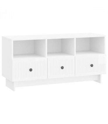 vidaXL TV Cabinet High Gloss White 102 x 34.5 x 50 cm Engineered Wood