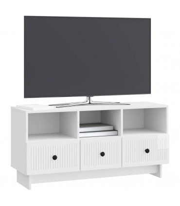 vidaXL TV Cabinet High Gloss White 102 x 34.5 x 50 cm Engineered Wood
