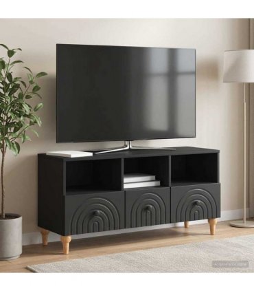 vidaXL TV Cabinet Black 102 x 34.5 x 50 cm Engineered Wood