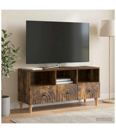 vidaXL TV Cabinet Smoked Oak 102 x 34.5 x 50 cm Engineered Wood — V0672121047