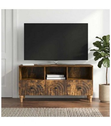 vidaXL TV Cabinet Smoked Oak 102 x 34.5 x 50 cm Engineered Wood — V0672121047