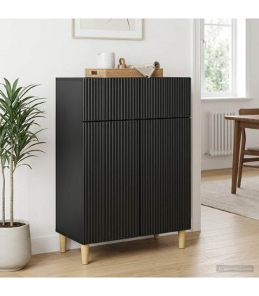 vidaXL Sideboard with Drawer Black 66 x 34.5 x 90 cm Engineered Wood