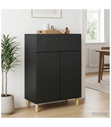 vidaXL Sideboard with Drawer Black 66 x 34.5 x 90 cm Engineered Wood
