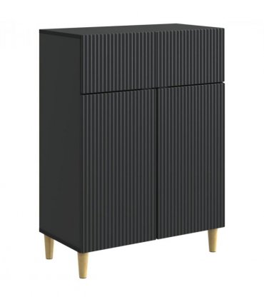 vidaXL Sideboard with Drawer Black 66 x 34.5 x 90 cm Engineered Wood