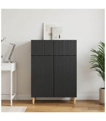 vidaXL Sideboard with Drawer Black 66 x 34.5 x 90 cm Engineered Wood