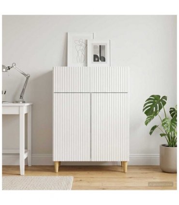 vidaXL Sideboard High Gloss White 66 x 34.5 x 90 cm Engineered Wood