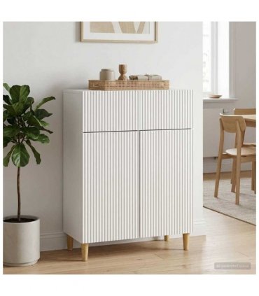 vidaXL Sideboard High Gloss White 66 x 34.5 x 90 cm Engineered Wood