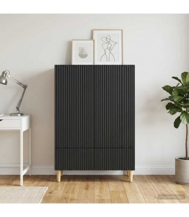 vidaXL Sideboard with Drawer Black 66 x 34.5 x 95 cm Engineered Wood