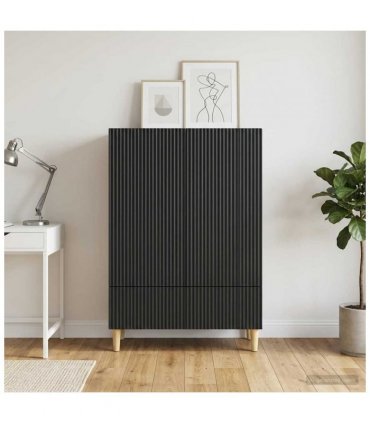 vidaXL Sideboard with Drawer Black 66 x 34.5 x 95 cm Engineered Wood
