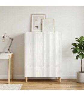 vidaXL Sideboard High Gloss White 66 x 34.5 x 95 cm Engineered Wood