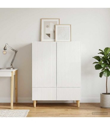 vidaXL Sideboard High Gloss White 66 x 34.5 x 95 cm Engineered Wood