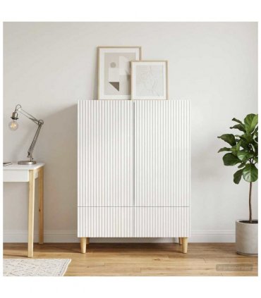 vidaXL Sideboard High Gloss White 66 x 34.5 x 95 cm Engineered Wood