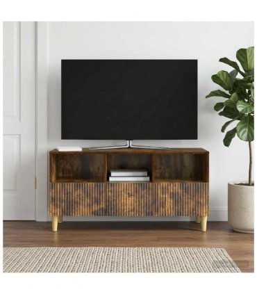 vidaXL TV Cabinet Smoked Oak 102 x 34.5 x 50 cm Engineered Wood — V0672121080
