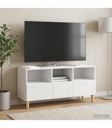 vidaXL TV Cabinet High Gloss White 102 x 34.5 x 50 cm Engineered Wood — V0672121086
