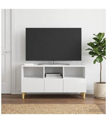 vidaXL TV Cabinet High Gloss White 102 x 34.5 x 50 cm Engineered Wood — V0672121086