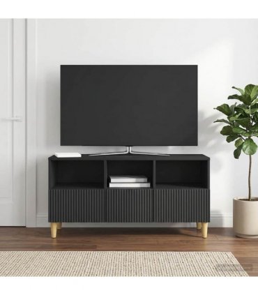 vidaXL TV Cabinet with Drawer Black 102 x 34.5 x 50 cm Engineered Wood — V0672121087