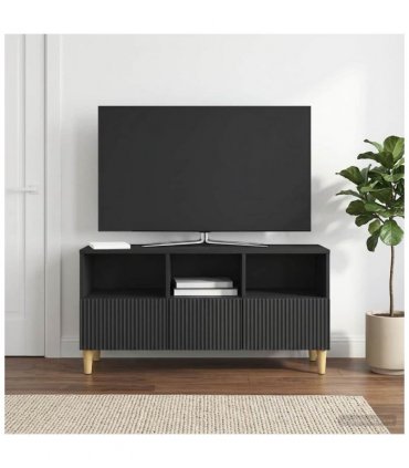 vidaXL TV Cabinet with Drawer Black 102 x 34.5 x 50 cm Engineered Wood — V0672121087