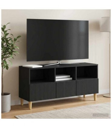 vidaXL TV Cabinet with Drawer Black 102 x 34.5 x 50 cm Engineered Wood — V0672121087