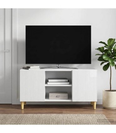 vidaXL TV Cabinet High Gloss White 102 x 34.5 x 50 cm Engineered Wood — V0672121098