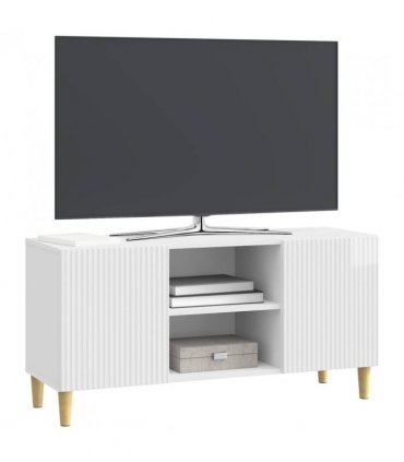 vidaXL TV Cabinet High Gloss White 102 x 34.5 x 50 cm Engineered Wood — V0672121098