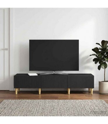 vidaXL TV Cabinet with Drawer Black 147 x 34.5 x 30 cm Engineered Wood