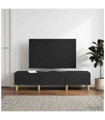 vidaXL TV Cabinet with Drawer Black 147 x 34.5 x 30 cm Engineered Wood