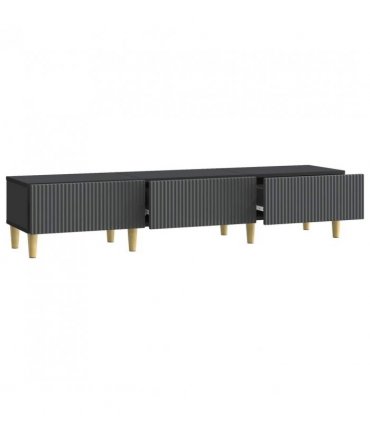 vidaXL TV Cabinet with Drawer Black 147 x 34.5 x 30 cm Engineered Wood