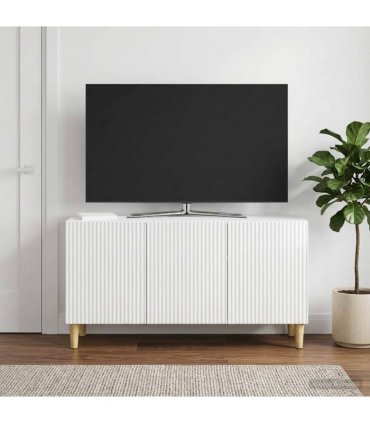 vidaXL TV Cabinet High Gloss White 99 x 34.5 x 50 cm Engineered Wood