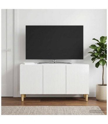 vidaXL TV Cabinet High Gloss White 99 x 34.5 x 50 cm Engineered Wood