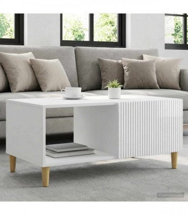 vidaXL Coffee Table High Gloss White 90 x 50 x 40 cm Engineered Wood