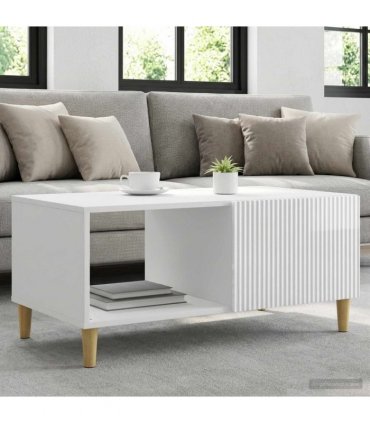 vidaXL Coffee Table High Gloss White 90 x 50 x 40 cm Engineered Wood