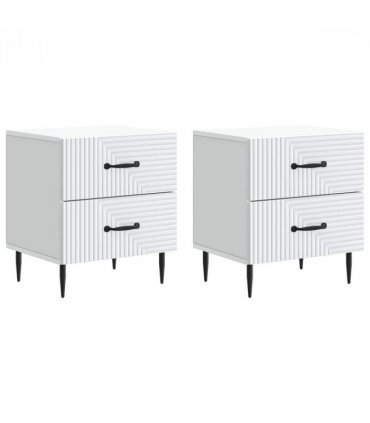 vidaXL Bedside Cabinet 2 pcs White 43 x 34.5 x 47.5 cm Engineered Wood