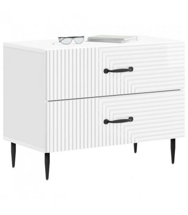 vidaXL Bedside Cabinet High Gloss White 62 x 34.5 x 47.5 cm