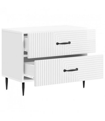 vidaXL Bedside Cabinet High Gloss White 62 x 34.5 x 47.5 cm