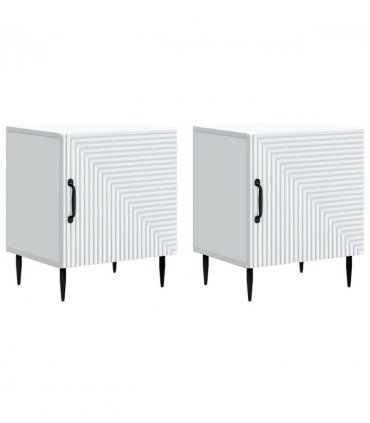 vidaXL Bedside Cabinet 2 pcs White 43 x 34.5 x 50 cm Engineered Wood