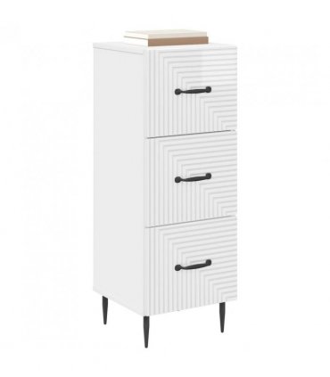 vidaXL Drawer Cabinet High Gloss White 33 x 34.5 x 89.5 cm